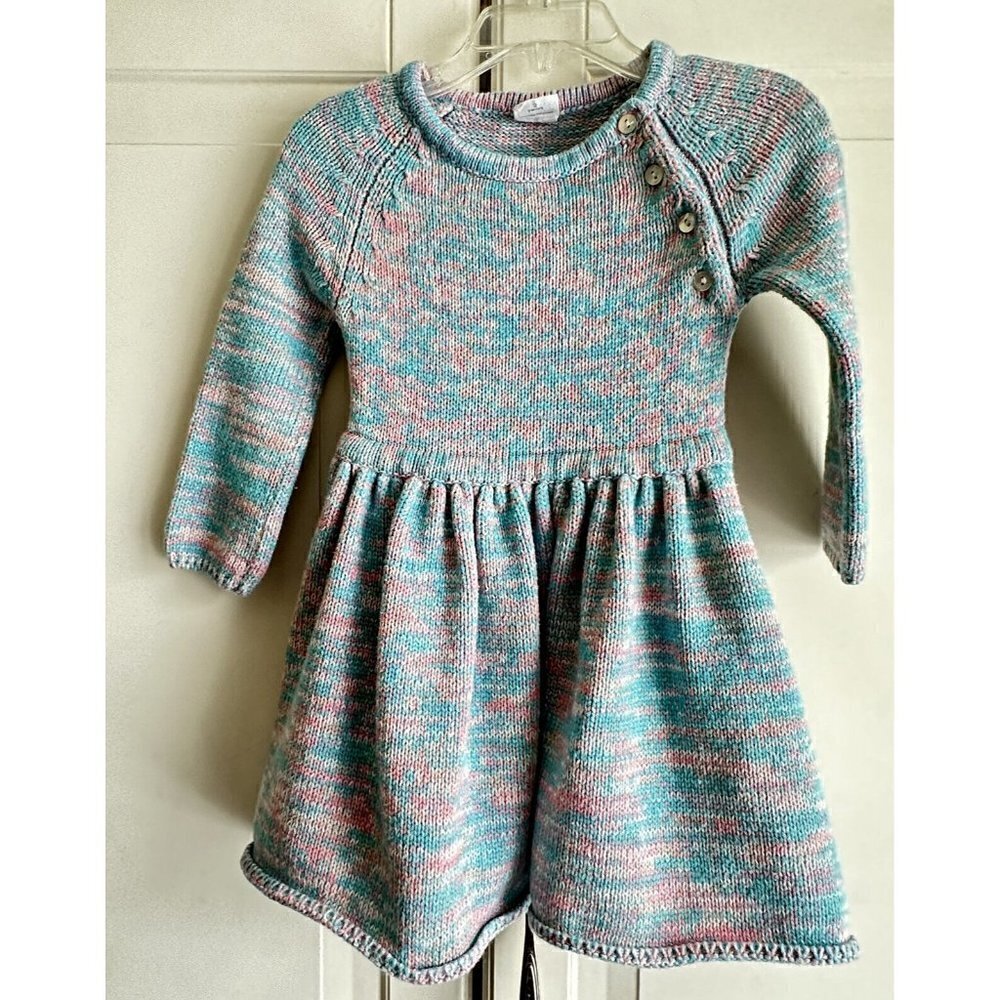 Egg by Susan Lazer Girl’s Size 2 Long Sleeve Pink Green‎ Knit Dress